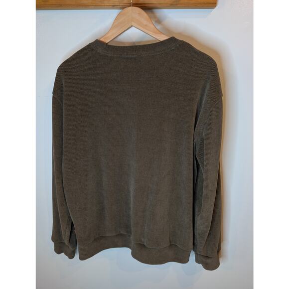 Negative Space Olive Green Ribbed Knit Sweater Crew Neck Men's Large Casual - Picture 7 of 7